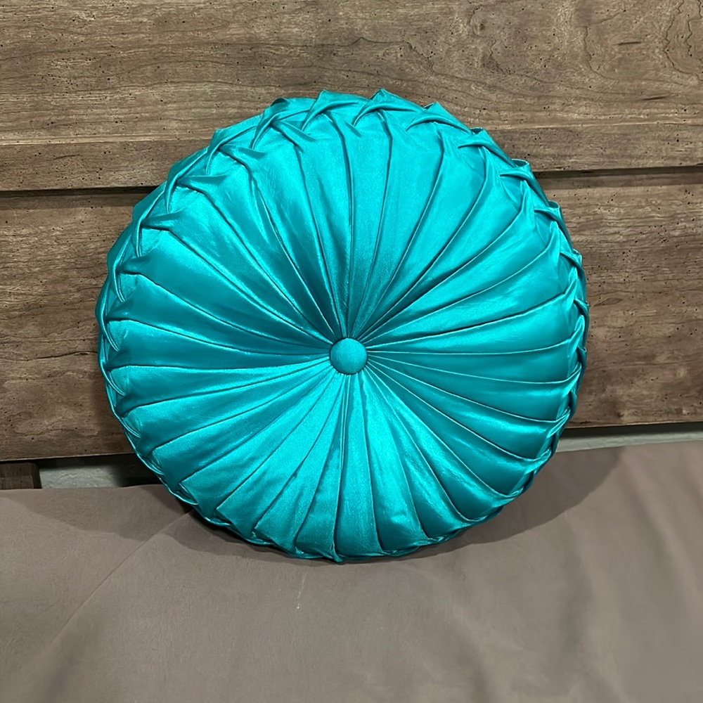 Hobby Lobby Teal Round Pleated Satin Accent Pillow
